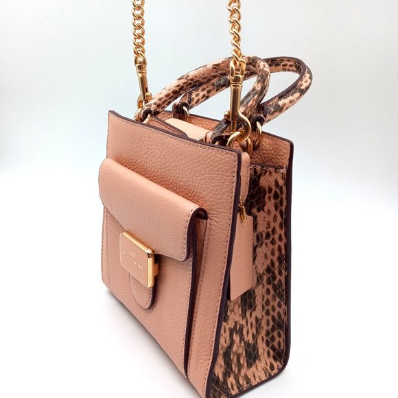 NWT Coach Pink Shell Pepper Leather Crossbody Satchel Bag Snake Embossed C6779 - Picture 9 of 16